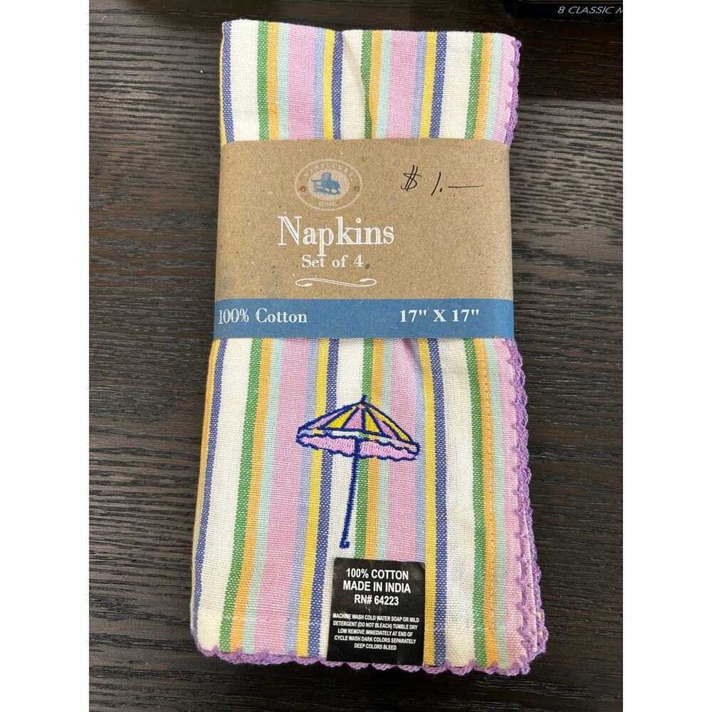 NANTUCKET HOME set of4 100% cotton 17''by17'' napkin set new